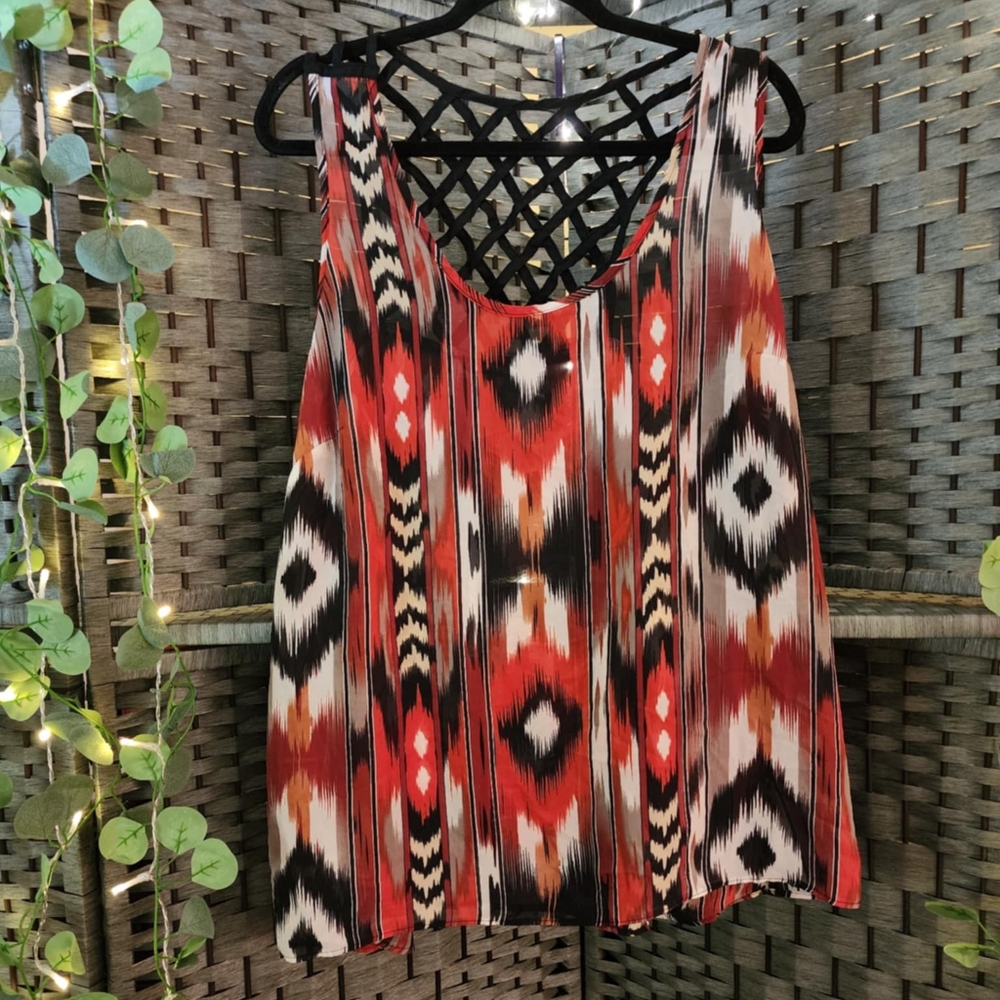 Maurices sheer Aztec patterned top size M